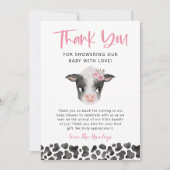 女の素朴子の牛の赤ちゃんシャワー サンキューカード (正面)