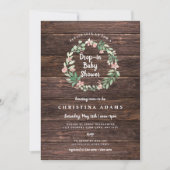 女の素朴子の赤ちゃんシャワー招待状に木材フローラドロップ 招待状 (正面)