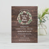 女の素朴子の赤ちゃんシャワー招待状に木材フローラドロップ 招待状 (スタンド正面)
