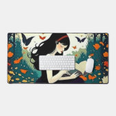 女の読子の本ロマンチック、鳥、離れの、森 デスクマット (キーボード&マウス)