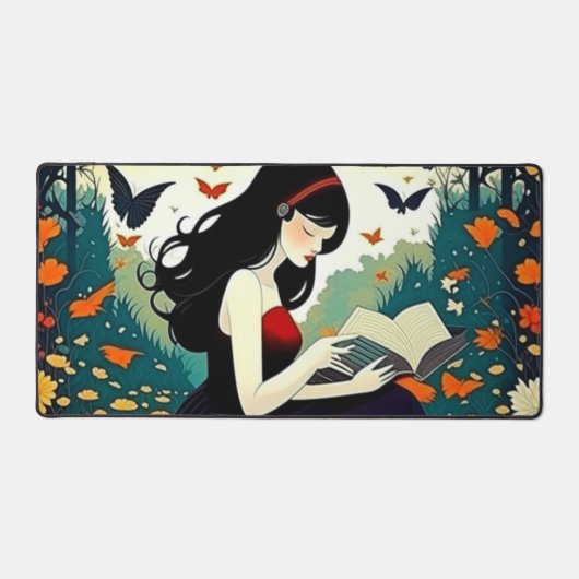 女の読子の本ロマンチック、鳥、離れの、森 デスクマット (正面)