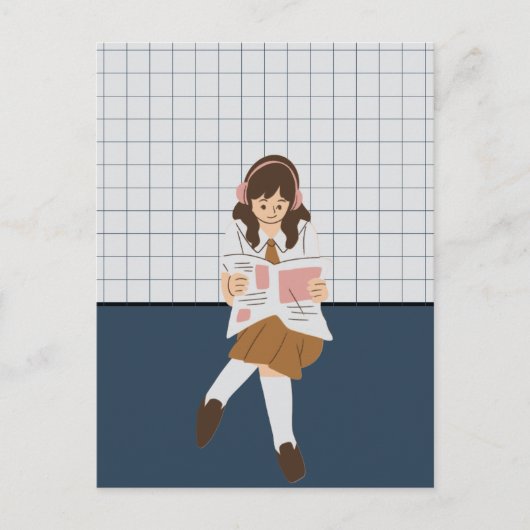 女の読子は新聞だ ポストカード (正面)