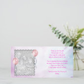 女の赤ちゃんからのピンクの空のサンキューカード サンキューカード (スタンド正面)