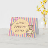 女の赤ちゃんくま カード (黄色い花)