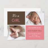 女の赤ちゃんのお知らせ 案内状 (正面/裏面)