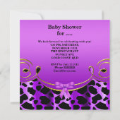 女の赤ちゃんのお祝い アニマル柄 パープル ブラック 招待状 (裏面)