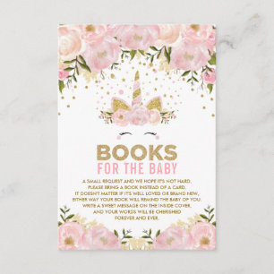 女の赤ちゃんのためのピンクの花のユニコーンの本 エンクロージャーカード