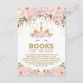 女の赤ちゃんのためのピンクの花のユニコーンの本 エンクロージャーカード (正面)