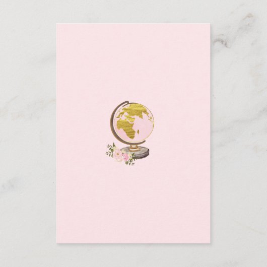 女の赤ちゃんのためのピンクの花旅行冒険の本 エンクロージャーカード (裏面)