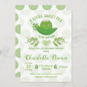 女の赤ちゃんのためのポッドのベビーシャワー招待状のエンドウ豆 招待状 (正面/裏面)