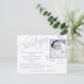 女の赤ちゃんのための紫色の《キリスト教》洗礼式や命名式スクロール 招待状 (スタンド正面)