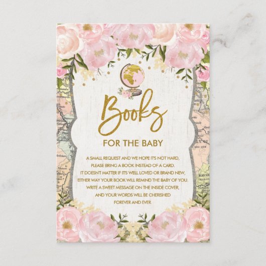 女の赤ちゃんのための花の地図旅行冒険の本 エンクロージャーカード (正面)