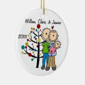 女の赤ちゃんのカスタムな休日のオーナメントが付いているカップル セラミックオーナメント (右)