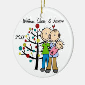 女の赤ちゃんのカスタムな休日のオーナメントが付いているカップル セラミックオーナメント (左)