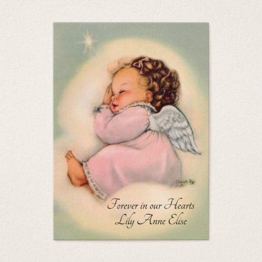 女の赤ちゃんのカトリック教の葬儀の記念の神聖なカード- (正面)