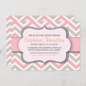 女の赤ちゃんのシャワーのカラフルのシェブロン 招待状 (正面/裏面)