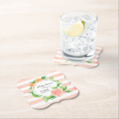 女の赤ちゃんのシャワーのグレープフルーツの柑橘類のテーマのピンク ペーパーコースター (インサイチュ)