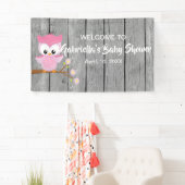 女の赤ちゃんのシャワーのフクロウの旗はだれであるか見て下さい 横断幕 (インサイチュ)