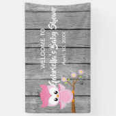 女の赤ちゃんのシャワーのフクロウの旗はだれであるか見て下さい 横断幕 (縦)