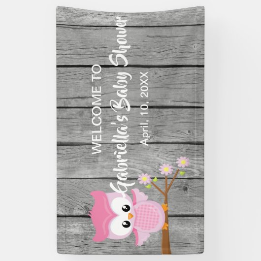 女の赤ちゃんのシャワーのフクロウの旗はだれであるか見て下さい 横断幕 (縦)