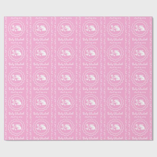 女の赤ちゃんのシャワーの一口はバニーウサギを見、 ラッピングペーパー (フラット)