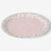 女の赤ちゃんのシャワーの原稿のベビーの呼吸リース ペーパープレート (アングル)