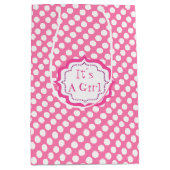 女の赤ちゃんのシャワー、それは女の子です ミディアムペーパーバッグ (正面)