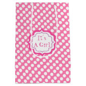 女の赤ちゃんのシャワー、それは女の子です ミディアムペーパーバッグ (裏面)