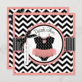 女の赤ちゃんのチュチュのシェブロンのプリントは感謝していしています サンキューカード (正面/裏面)