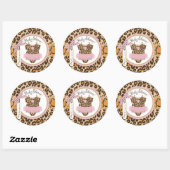 女の赤ちゃんのチュチュのチータのプリントのベビーシャワーのラベル ラウンドシール (シート)