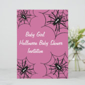 女の赤ちゃんのハロウィンのベビーシャワーのくもの招待状 招待状 (スタンド正面)