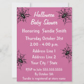女の赤ちゃんのハロウィンのベビーシャワーのくもの招待状 招待状 (裏面)