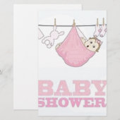 女の赤ちゃんのパーティー項目装飾 便箋 (正面/裏面)