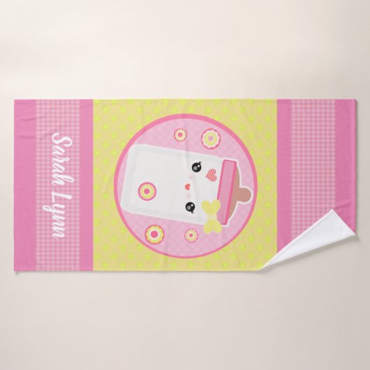 女の赤ちゃんのピンクのカスタムなBathタオル バスタオル (バスタオル)