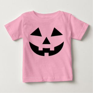 女の赤ちゃんのピンクのカボチャハロウィンのかわいい衣裳 ベビーTシャツ