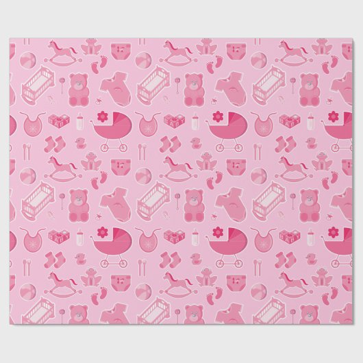 女の赤ちゃんのピンクのコラージュ ラッピングペーパー (フラット)