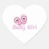女の赤ちゃんのピンクの靴 ベビーシャワー ハートシール (正面)