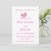 女の赤ちゃんのピンクの靴 ベビーシャワー 招待状 (スタンド正面)
