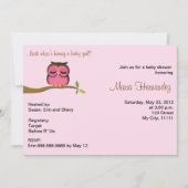 女の赤ちゃんのフクロウのテーマの招待 招待状 (正面)