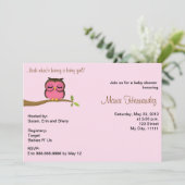 女の赤ちゃんのフクロウのテーマの招待 招待状 (スタンド正面)