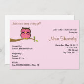 女の赤ちゃんのフクロウのテーマの招待 招待状 (正面/裏面)