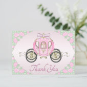 女の赤ちゃんのプリンセスのコーチおよびローズピンクは感謝していしています サンキューカード (スタンド正面)