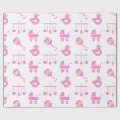 女の赤ちゃんのベビーシャワーのピンクアイコン ラッピングペーパー (フラット)