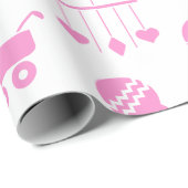 女の赤ちゃんのベビーシャワーのピンクアイコン ラッピングペーパー (ロールコーナー)