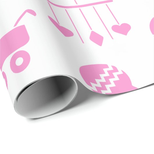 女の赤ちゃんのベビーシャワーのピンクアイコン ラッピングペーパー (ロールコーナー)