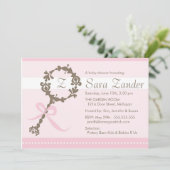 女の赤ちゃんのラッセル音のシャワーの招待状 招待状 (スタンド正面)