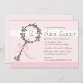 女の赤ちゃんのラッセル音のシャワーの招待状 招待状 (正面/裏面)