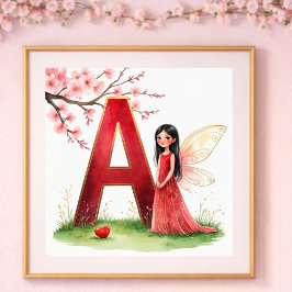 女の赤ちゃんの保育園の文字A妖精の花 ポスター