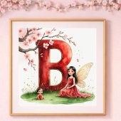 女の赤ちゃんの保育室の文字Bフェアリーフローラル ポスター
