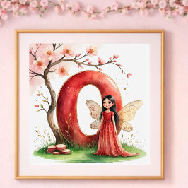 女の赤ちゃんの保育室の文字O妖精の花模様 ポスター